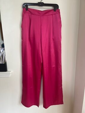Wide-Leg Satin Pants
